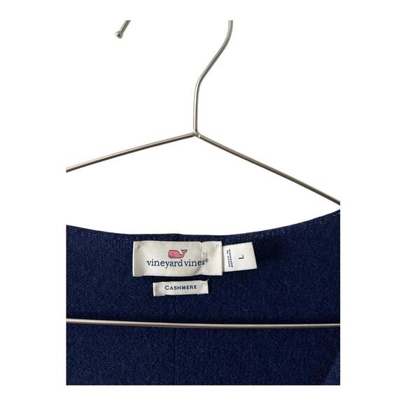 Vineyard Vines Seaspun 100% Cashmere Blue/White VNeck Sweater Lightweight Large - Picture 6 of 9